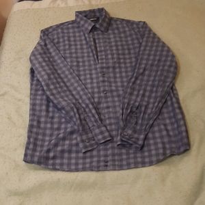 Claiborne blue checked button down shirt (L)